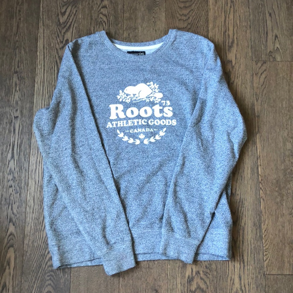 Roots Gray Crewneck Sweatshirt with White Logo